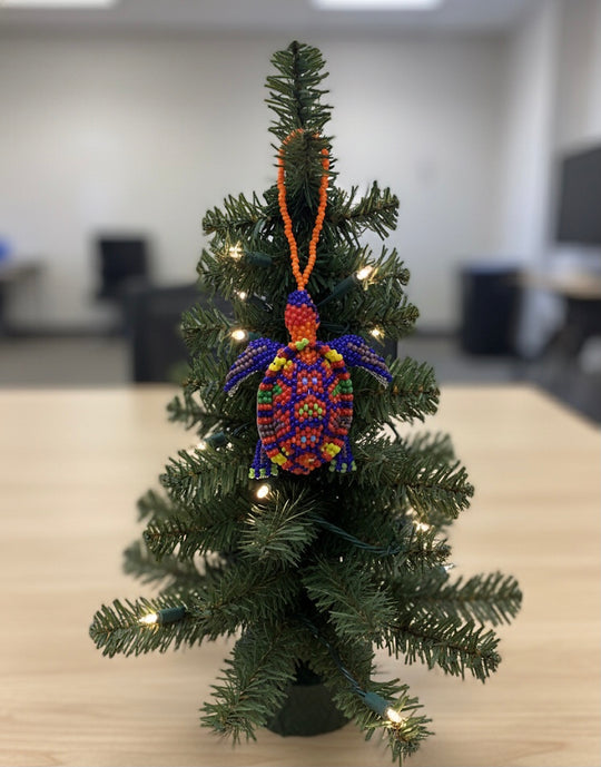 Orange Handcrafted Beaded Turtle