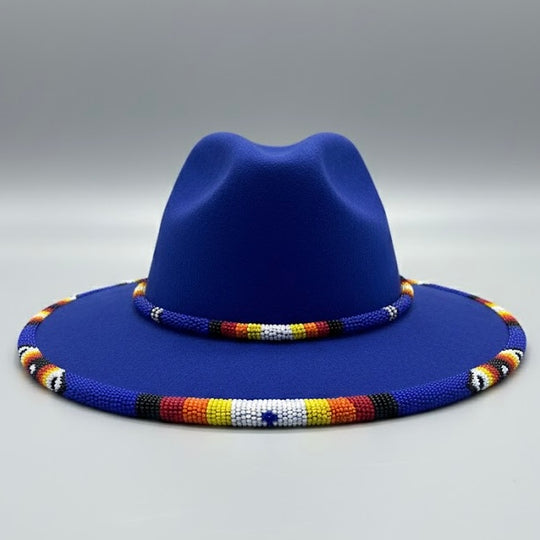 Handmade Beaded Hat (Royal Blue)