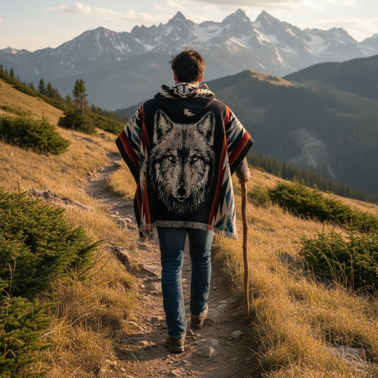 Lonely Wolf  HandMade Wool Poncho