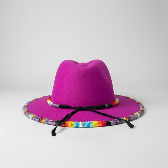 Handmade Beaded Hat (Violet)