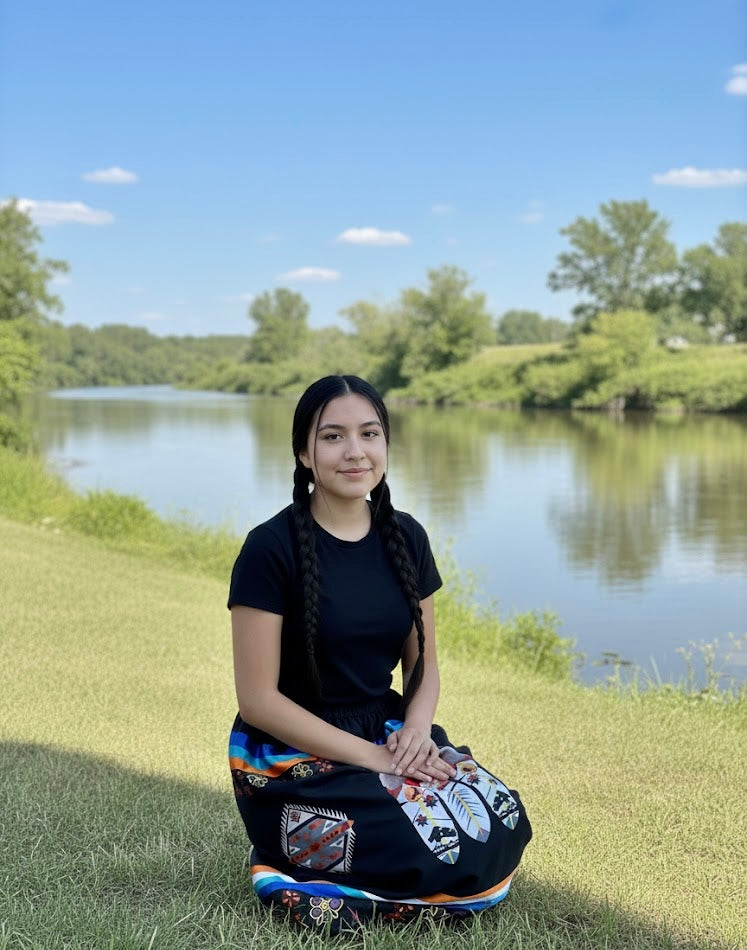 Ribbon Skirt with Feather