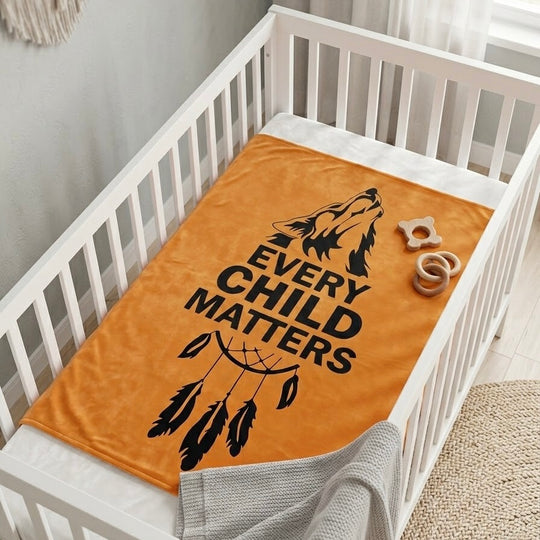 Howling wolf every child matters baby blanket