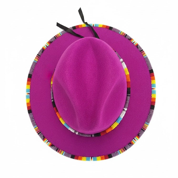 Handmade Beaded Hat (Violet)