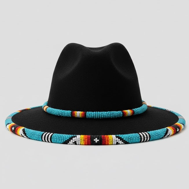 Handmade Beaded Hat (Turquoise Beads)