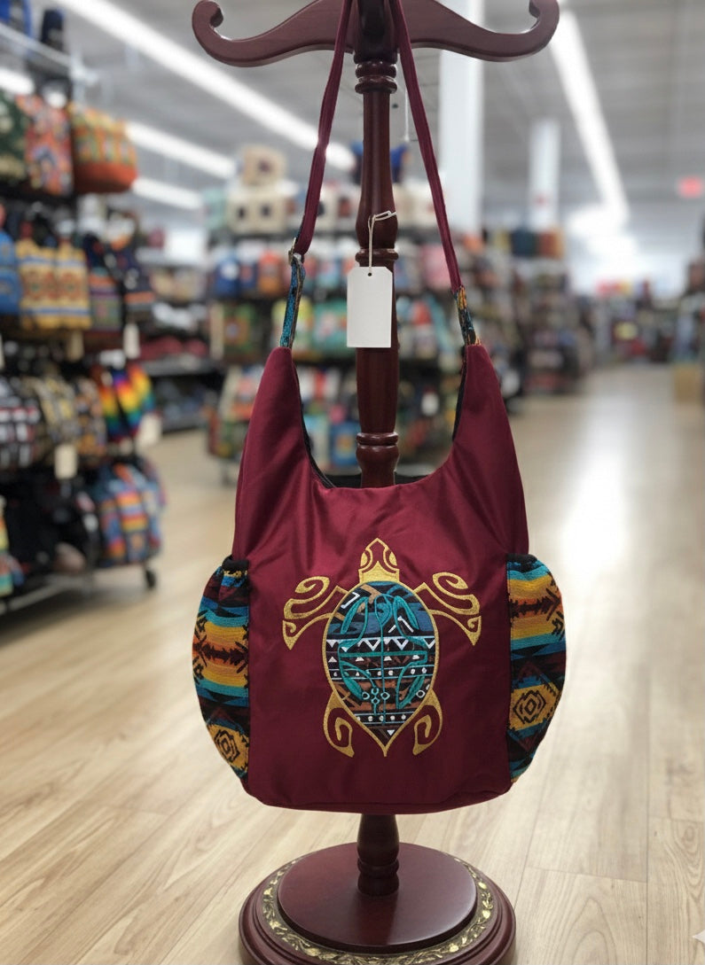 Turtle Embroidered Crossbody Bag