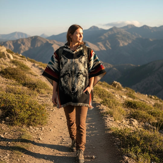 Lonely Wolf  HandMade Wool Poncho