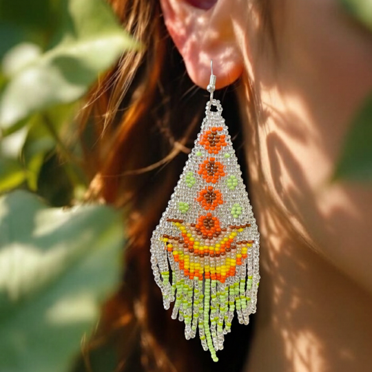 OLDTRIBES Silver Flame Blossom Drop Earrings