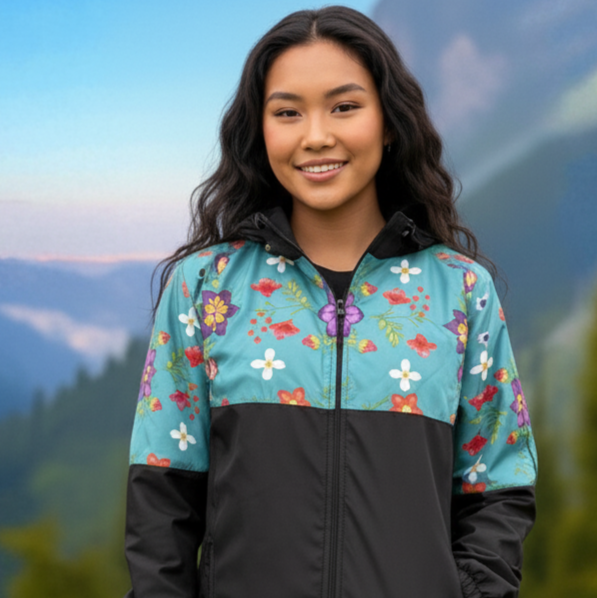 OLDTRIBES™ Turquoise Bloom Windbreaker