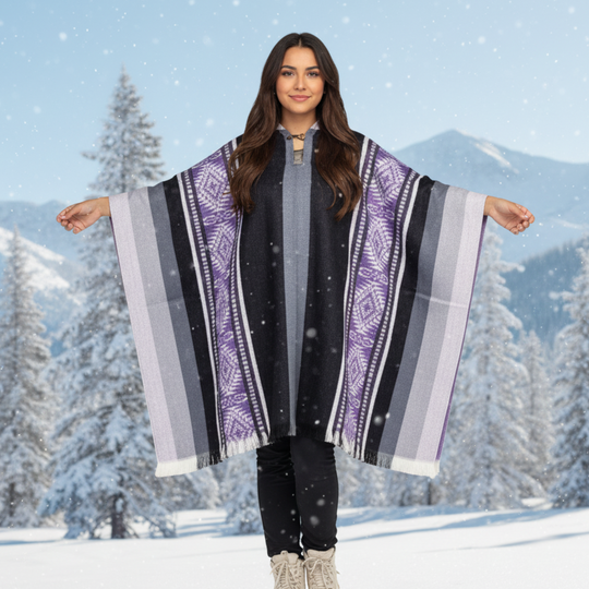 Purple Soft Handmade Wool Ponchos