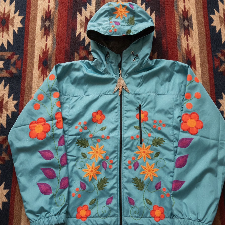 OLDTRIBES™ Turquoise Spring Blossom Windbreaker