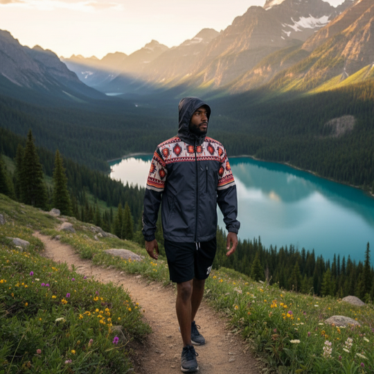 OLDTRIBES™ Sunburst Diamond Print Windbreaker