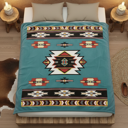 ULTRA SOFT LUXURY PLUSH BLANKET (Native Light Blue)