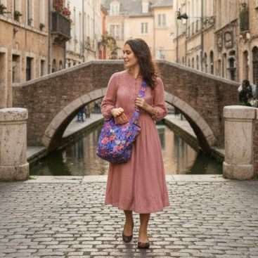 Purple small print Kookum Crossbody Bag