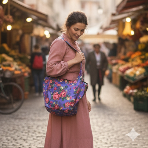 Purple small print Kookum Crossbody Bag