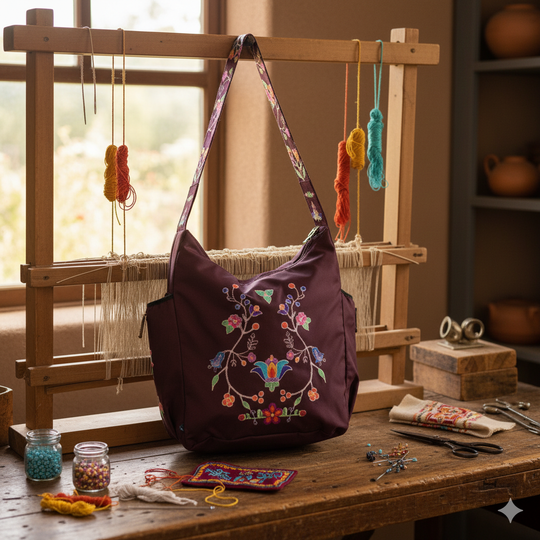 Blossomed Flower Crossbody Bag (burgundy )