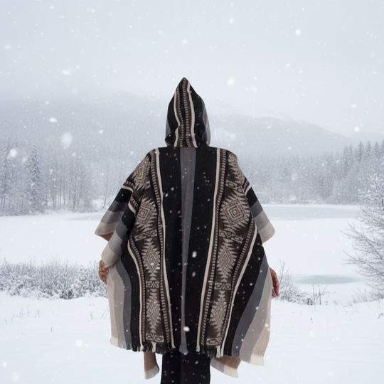 Brown Black Soft Handmade Wool Ponchos