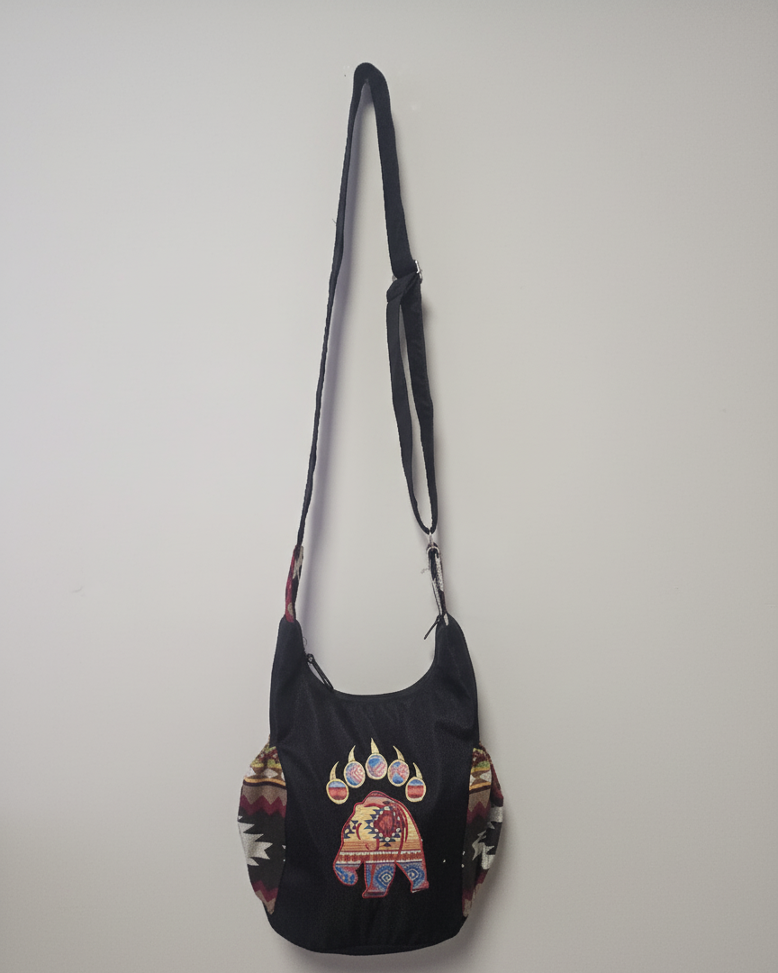 Trail of Bear Embroidered Crossbody Bag