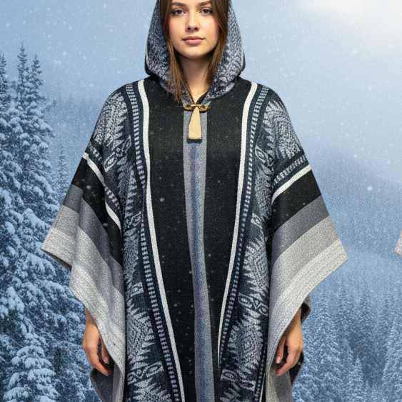 Grey Soft Handmade Wool Ponchos