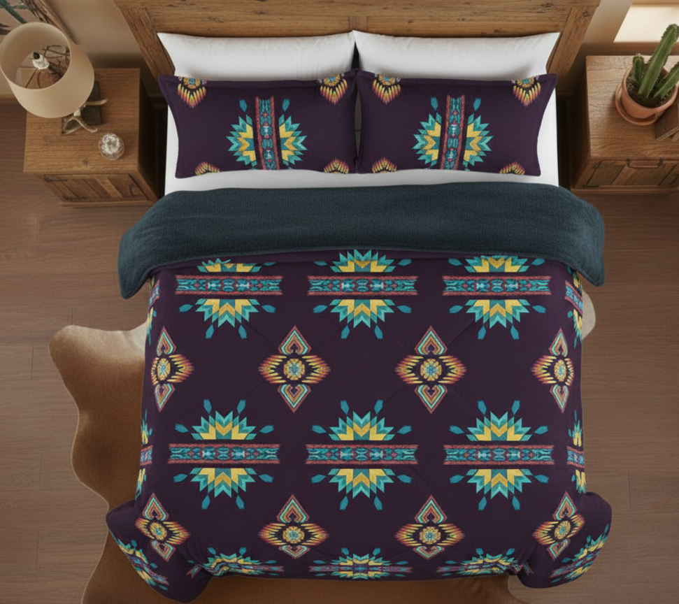 3PC SET  FLANNEL BORREGO (sherpa lined) purple