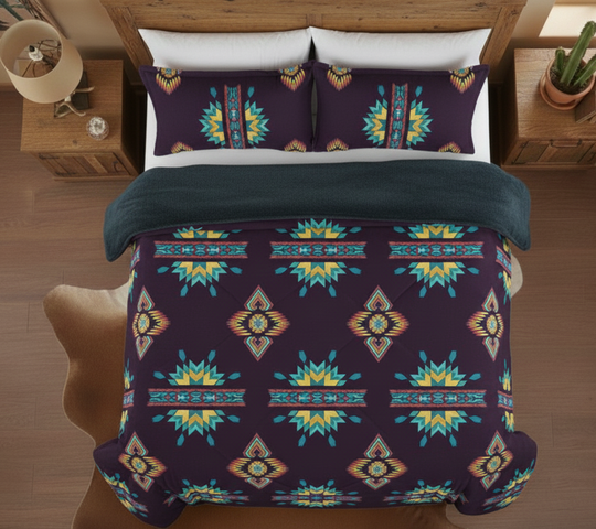 3PC SET  FLANNEL BORREGO (sherpa lined) purple