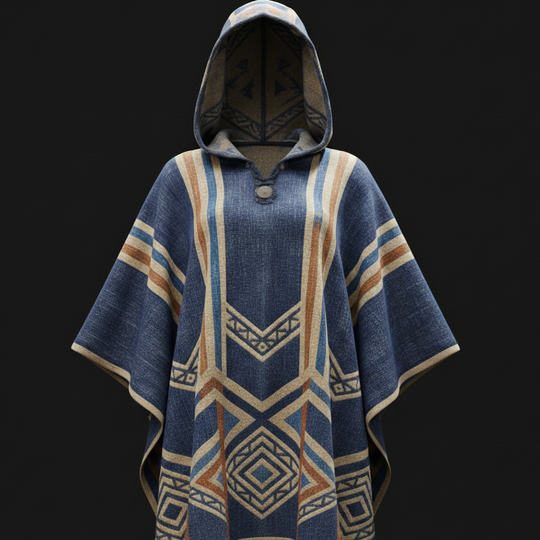 Blue Pure Llama wool Ponchos