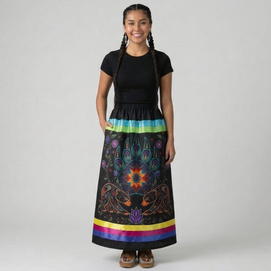 Sacred Bear Paw &amp; Floral Ribbon Skirt