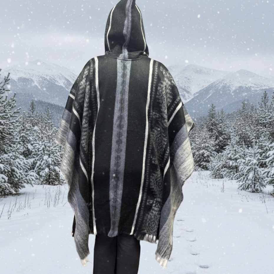 Black Soft Handmade Wool Ponchos