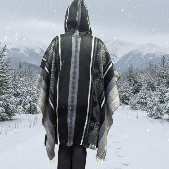 Black Soft Handmade Wool Ponchos