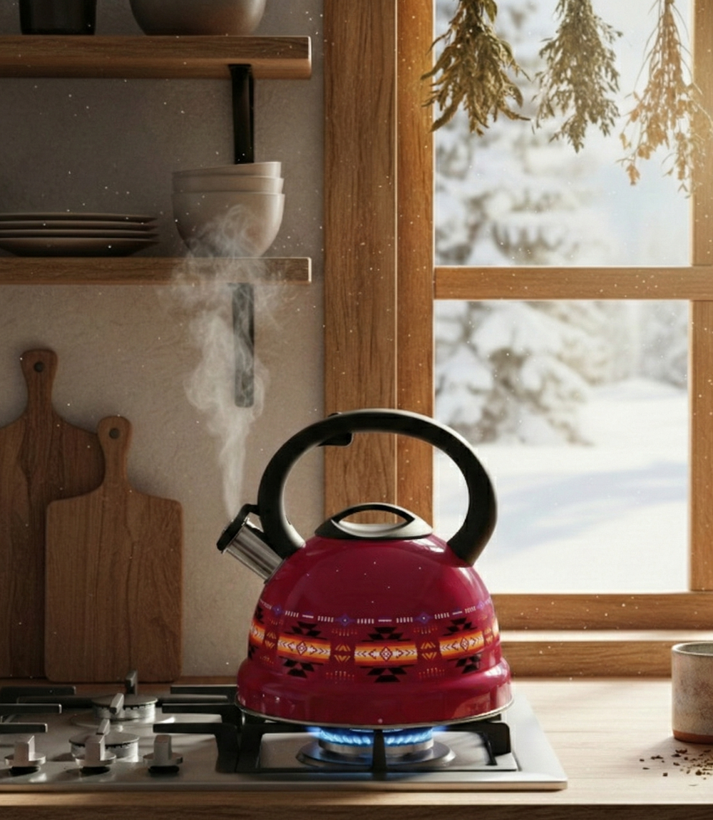 Red 3L Stainless Steel Tea Kettle