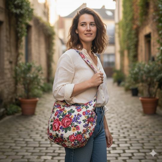 White  small print Kookum Crossbody Bag