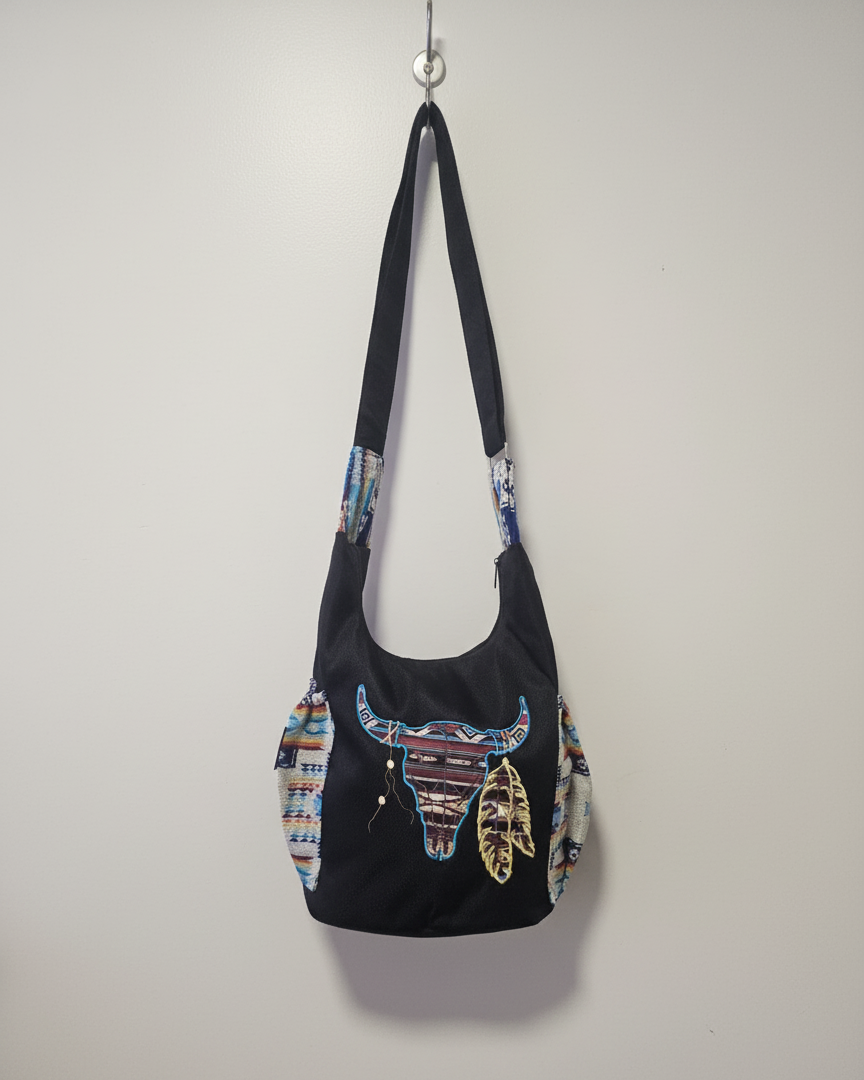 Buffalo  Skull Embroidered Crossbody Bag