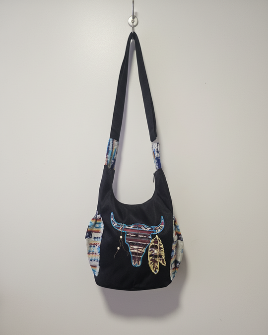 Buffalo  Skull Embroidered Crossbody Bag
