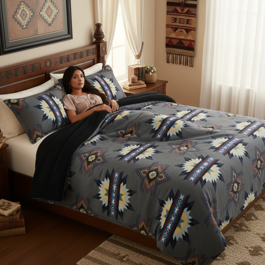 3PC SET  FLANNEL BORREGO (sherpa lined)Grey