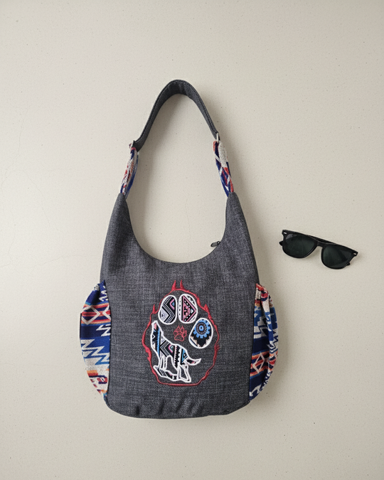 Wolf Paw Embroidered Crossbody Bag