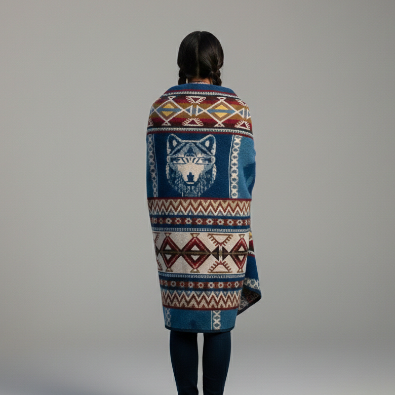 OLDTRIBES™ Blue Plains Wolf Alpaca Blanket