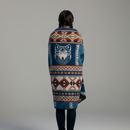 OLDTRIBES™ Blue Plains Wolf Alpaca Blanket