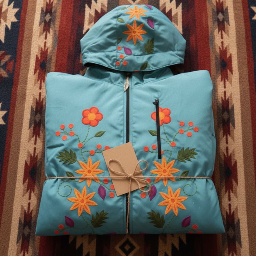 OLDTRIBES™ Turquoise Spring Blossom Windbreaker