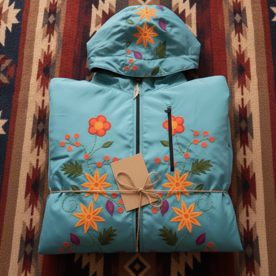 OLDTRIBES™ Turquoise Spring Blossom Windbreaker