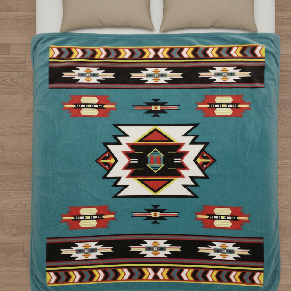 ULTRA SOFT LUXURY PLUSH BLANKET (Native Light Blue)