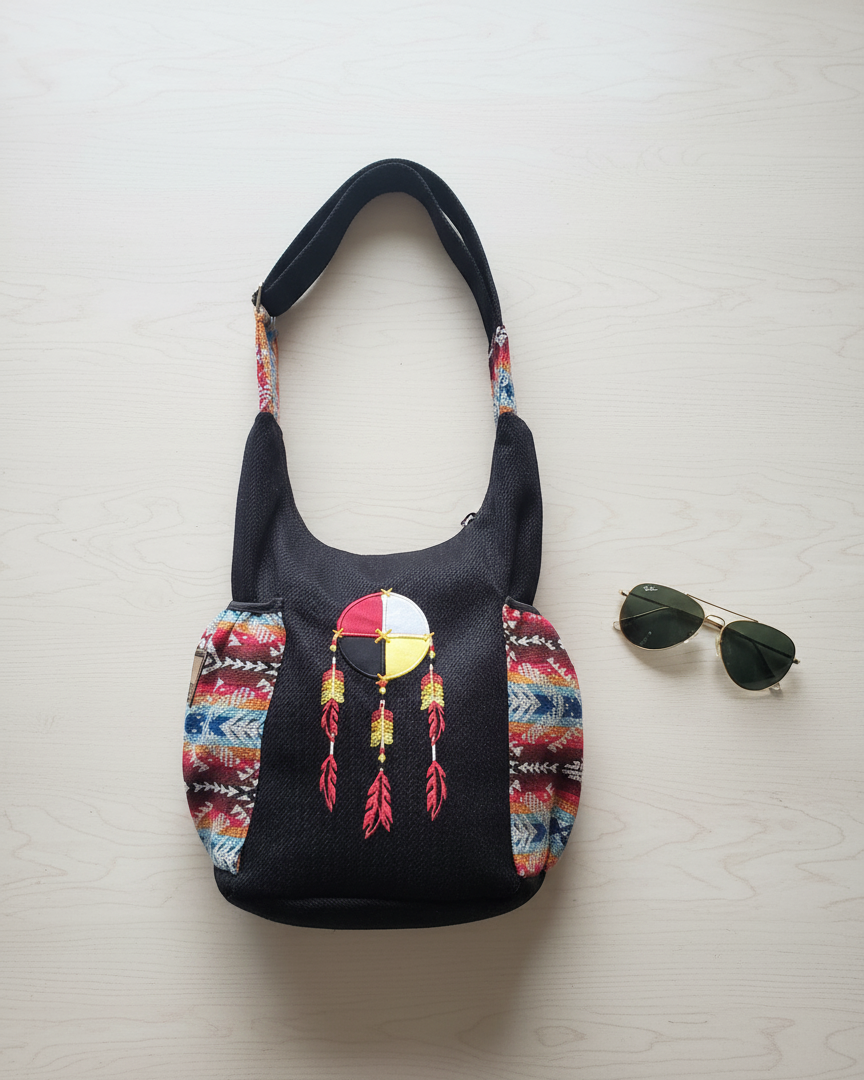 Medicine Wheel Embroidered Crossbody Bag