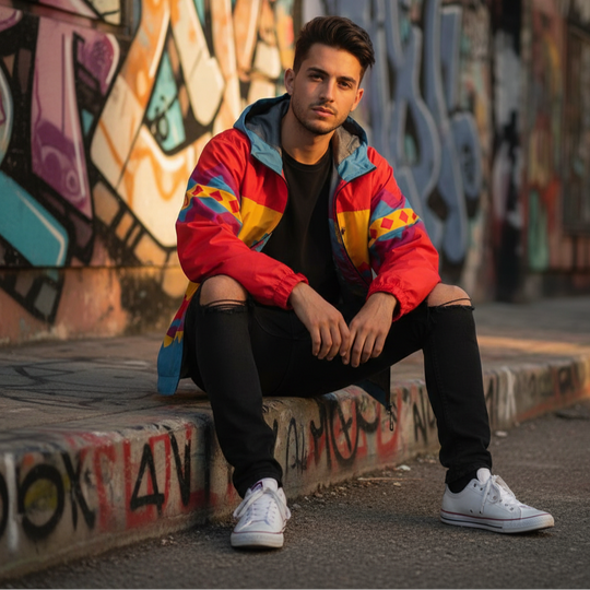 OLDTRIBES™ Blue zigzag Windbreaker