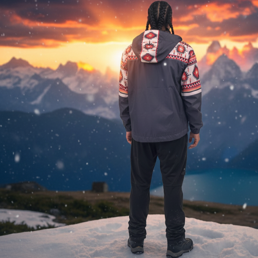 OLDTRIBES™ Sunburst Diamond Print Windbreaker