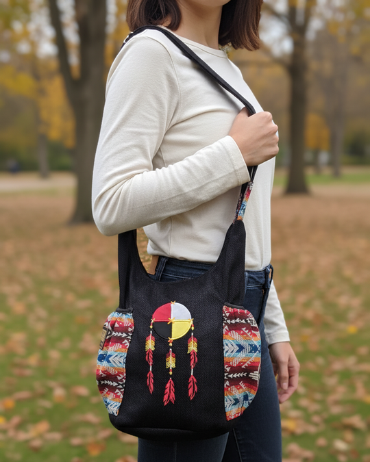 Medicine Wheel Embroidered Crossbody Bag