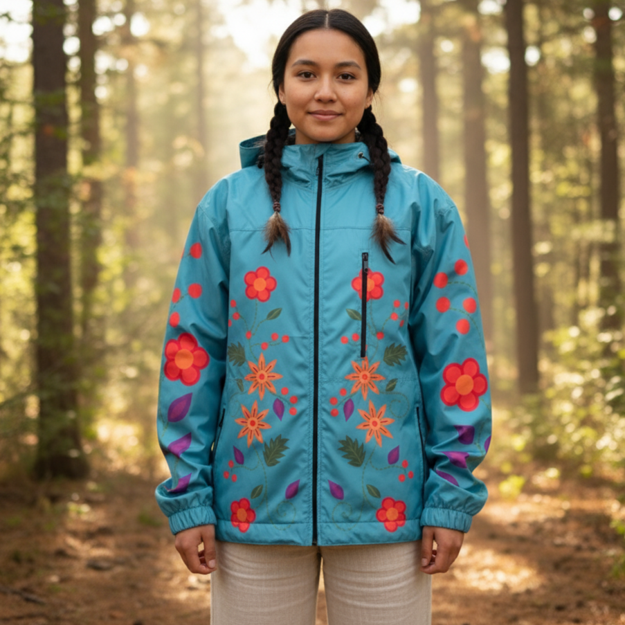 OLDTRIBES™ Turquoise Spring Blossom Windbreaker