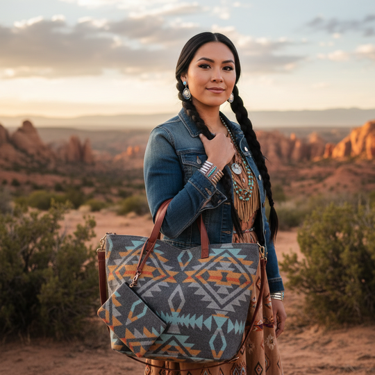 Grey and Orange Tote Bag