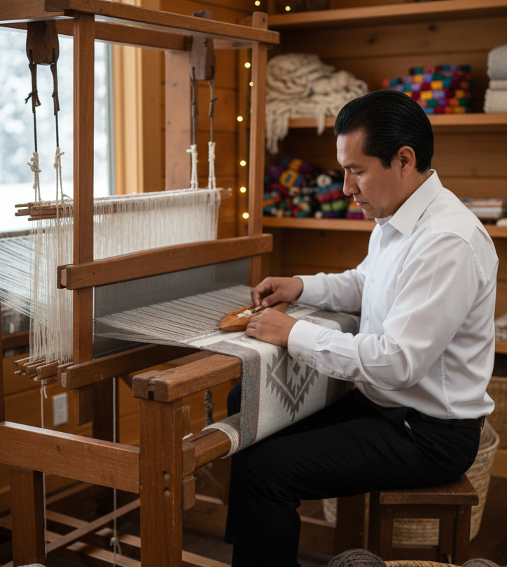 Grey and white AZTEC Wool Ponchos