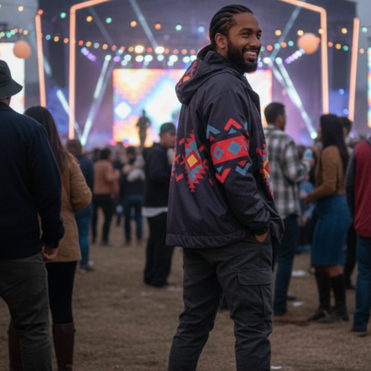 OLDTRIBES™ Sunrise Peaks Windbreaker(Black)