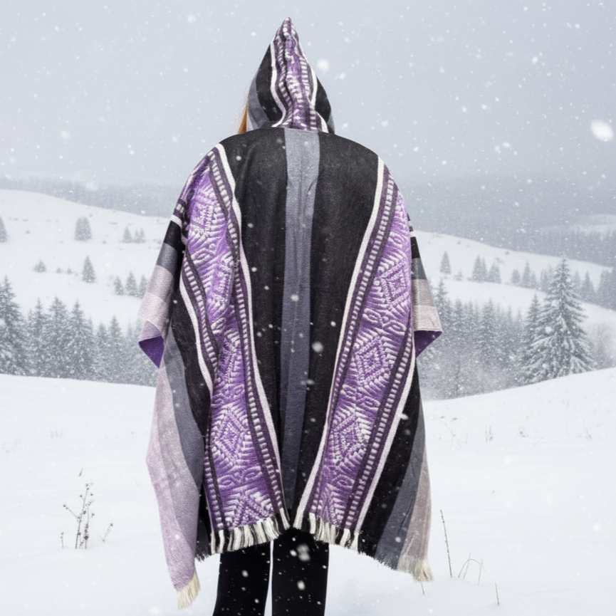 Purple Soft Handmade Wool Ponchos
