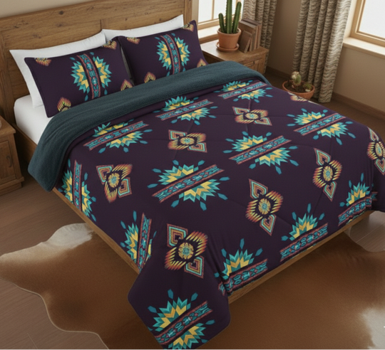 3PC SET  FLANNEL BORREGO (sherpa lined) purple