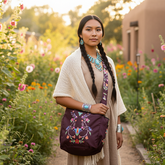 Blossomed Flower Crossbody Bag (burgundy )